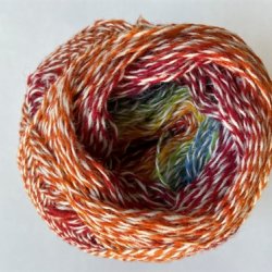 KAUNI EQA Bl Lilla Rd Orange Gul Lime med hvid flgetrd